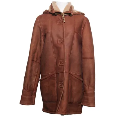 Shearling jas (Bruin, Beige) van Goldstein Leer