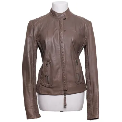 Läderjacka (Brun) från Munthe plus Simonsen Elastan, Skinn, Polyester