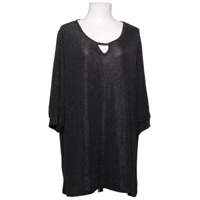 Top (Black) from Janina Curved Elastane, Metallic fiber, Polyester