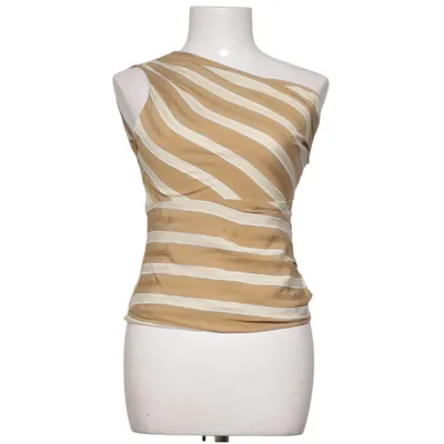 Top (Beige, White) from Zara Polyester, Viscose