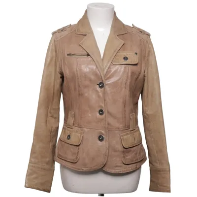 Læderjakke (Beige) fra Rock'n Blue Bomuld, Læder, Polyester