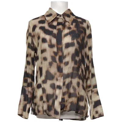 Blouse (Beige, Black) from Massimo Dutti Cotton, Silk