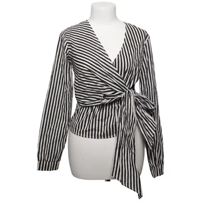 Wrap blouse (Black, White) from Say What Cotton, Elastane