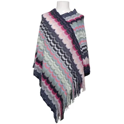 Poncho (Blauw, Meerkleurig) van Rose Bud Acryl