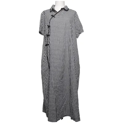 Shirt dress (Black, White) from Buykud Cotton