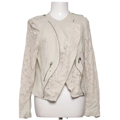 Bikerjakke (Beige) fra Created by Chic Bomuld, Linned, Nylon, Viscose