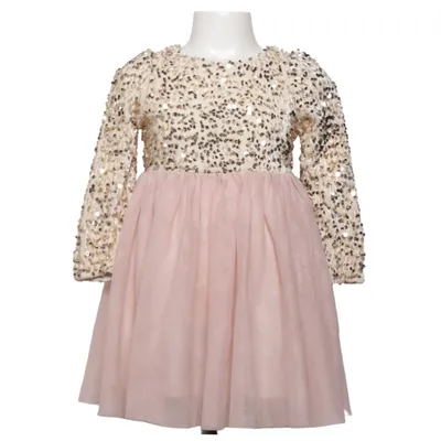 Klänning (Rosa, Guldfärgad) från Lindex Kids Polyester