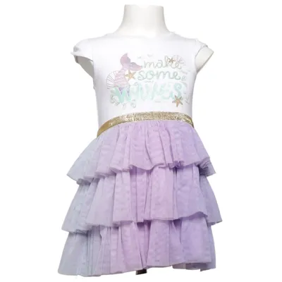 Jurk (Wit, Lila) van Shrinking Violet Katoen, Elastaan, Polyester