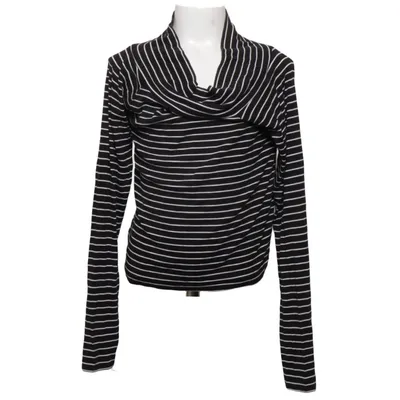Langærmet t-shirt (Sort, Hvid) fra Ü by KappAhl Elastan, Lyocell, Viscose