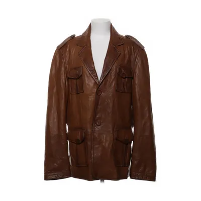 Läderjacka (Brun) från Centura Bomull, Skinn, Polyester