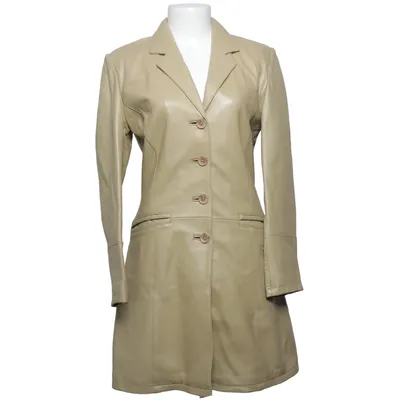 Leather coat (Beige) from Hollies Stockholm Leather, Polyester
