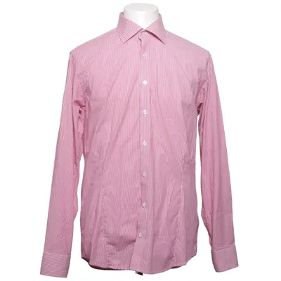 Skjorte (Pink, Hvid) fra Dressmann Premium Collection Bomuld, Elastan