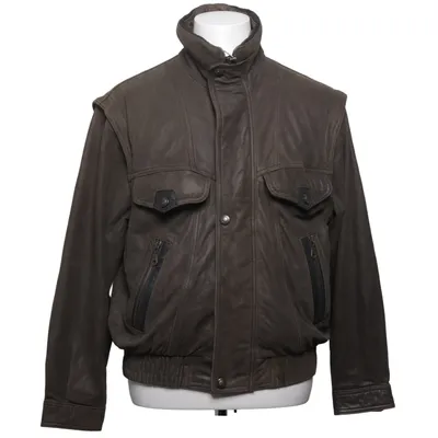 Leren jack (Bruin) van Smooth Acetaat, Leer, Polyamide