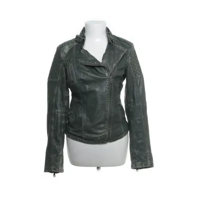 Leather jacket (Green) from Jilani Collection Cotton, Leather