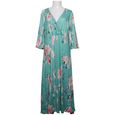 Maxi dress (Green, Multicolored) Elastane, Polyester