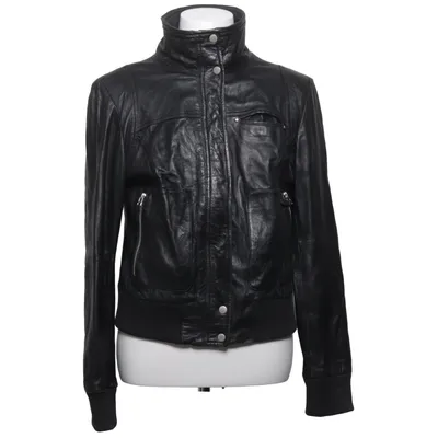 Leren jack (Zwart) van Alvaro by Hollies Katoen, Leer, Polyester