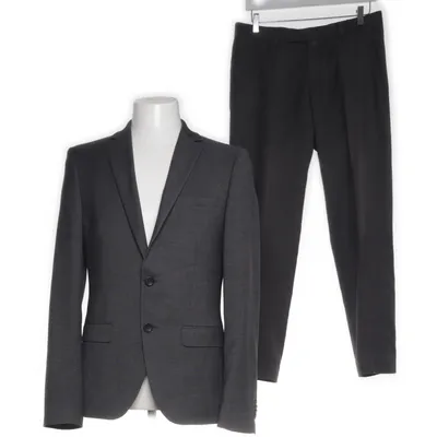 Suit (Gray, Black) from Manguun Polyester, Viscose