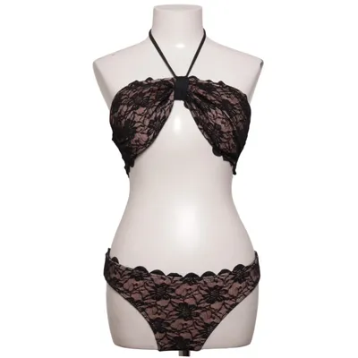 Bikini (Svart, Beige) Elastan, Polyester