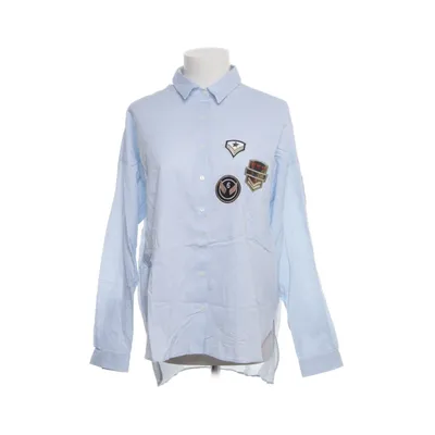Shirt (Blauw, Meerkleurig) van Zara Basic Katoen, Elastaan