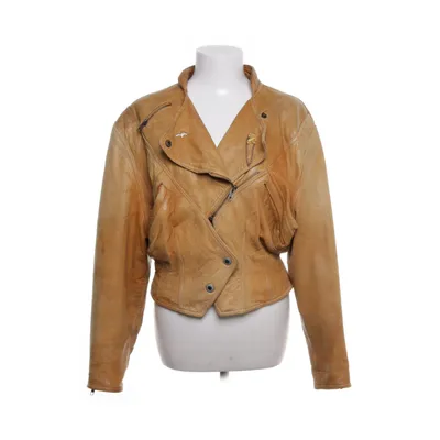 Leren jack (Beige) van Hollister Leer, Nylon, Acetaat