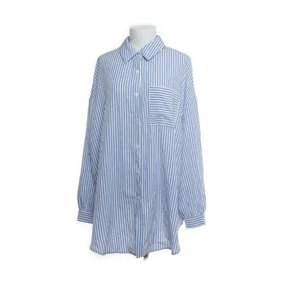 Shirt (White, Blue) from Shein Curve Elastane, Polyester
