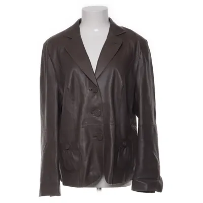 Leather blazer (Brown) from Taifun Leather, Polyester