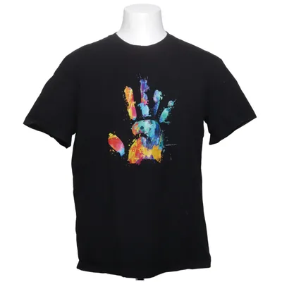 T-shirt (Black, Multicolored) Cotton
