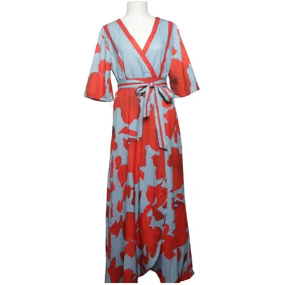 Wrap dress (Red, Blue) Elastane, Polyester