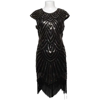 Cocktailklänning (Svart, Guldfärgad) Bomull, Polyester