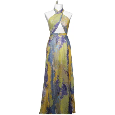Maxi dress (Yellow, Blue, Multicolored) from ASOS Swim Polyester