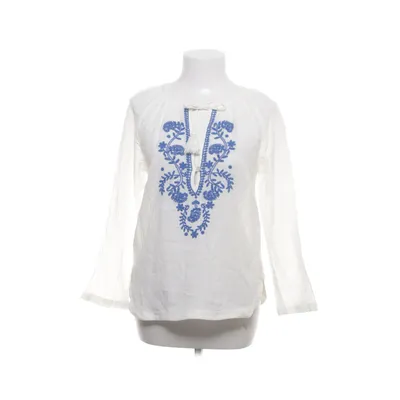 Blouse (White, Blue) from Indiska Cotton, Polyester