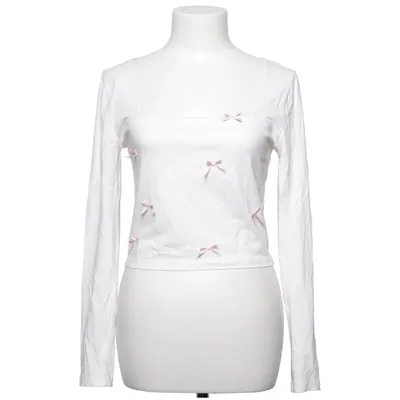 Crop top (White, Pink) from ASOS Design Cotton, Elastane