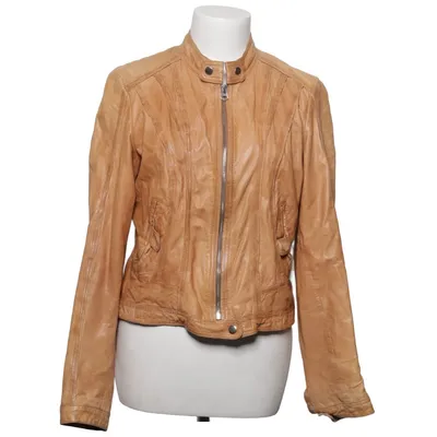 Læderjakke (Brun) fra Rock'n Blue Bomuld, Læder, Polyester