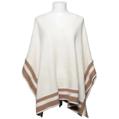Poncho (White, Brown) from Luzabelle Acrylic, Cotton, Polyester, Wool