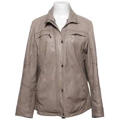 Leather jacket (Beige) from Josefina of Sweden Leather, Polyester
