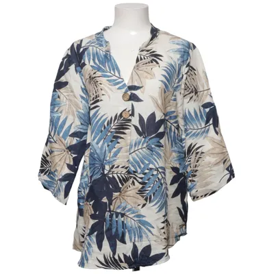 Blouse (Blauw, Beige, Wit) van Made in italy Linnen