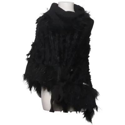 Poncho en fourrure (Noir) de Moxy Copenhagen Acrylique, Fourrure de lapin