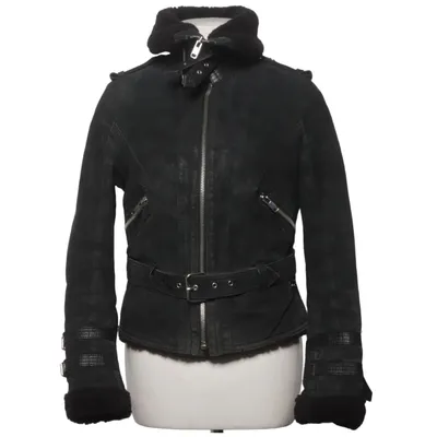 Shearling jacket (Black) from Jofama by Kenza Acrylic, Leather, Polyester