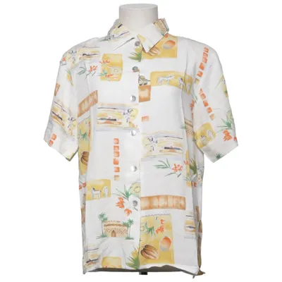 Kortärmad skjorta (Vit, Flerfärgad) från Spader Dam Viskos