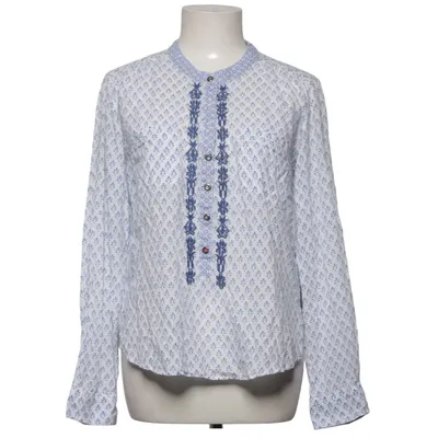 Blouse (Wit, Blauw) van Plus Fine Katoen
