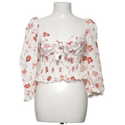 Crop Top (Weiß, Rot) von Zara Leinen, Viskose