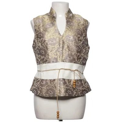 Top (Beige, White) from Suksess Metallic fiber, Polyester