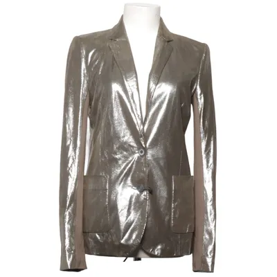 Blazer (Argent) de Patrizia Pepe Élasthane, Cuir, Viscose