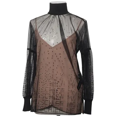 Blouse (Black, Beige) from By Malene Birger Elastane, Metallic fiber, Polyester, Viscose