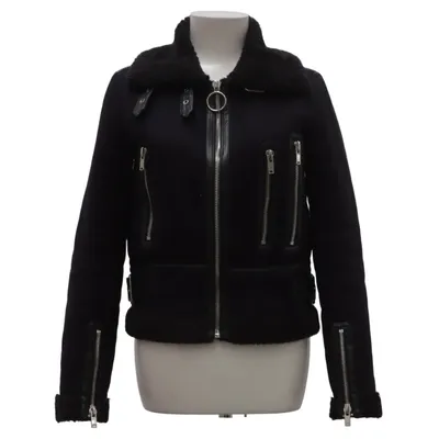 Shearling Jacke (Schwarz) von Zara Woman Outerwear Baumwolle, Polyurethan, Viskose