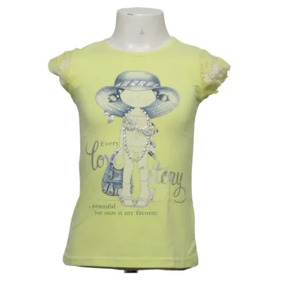 T-shirt (Gul) fra Miss Azur Bomuld, Elastan