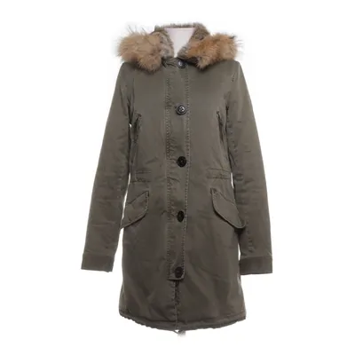 Parka (Green) from Blonde No.8 Cotton, Elastane, Leather, Polyester, Rabbit fur