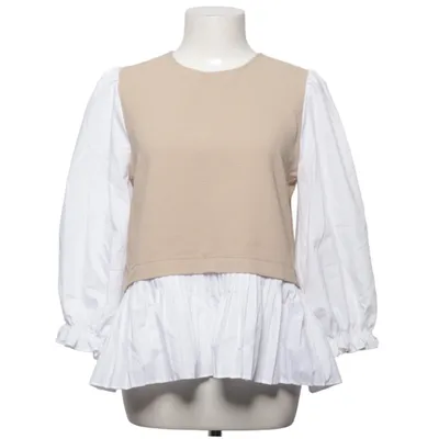Bluse (Beige, Hvid) fra Zara Bomuld, Polyester