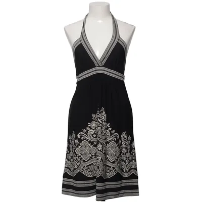 Halterneck-kjole (Sort, Hvid) fra Bcbgmaxazria Elastan, Polyester