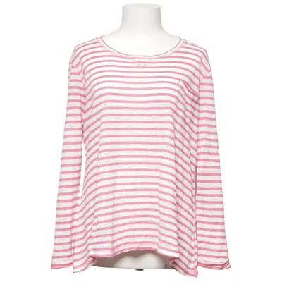 Long sleeve T-shirt (Pink, White) from Cappuccini Linen, Viscose